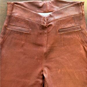 Alvin Valley Rich Brown Leather Patched Detail Pants
